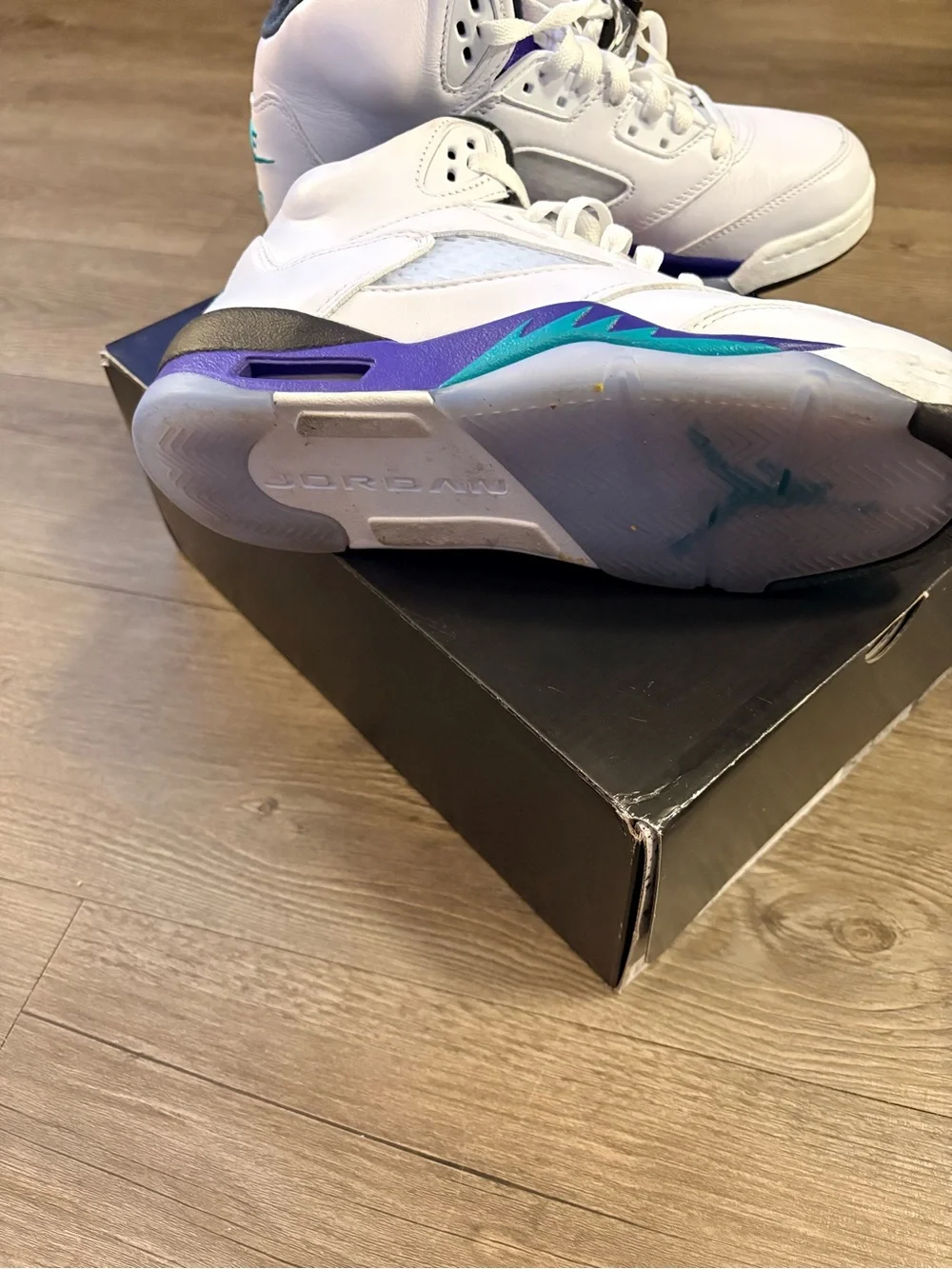Jordan Kids White Purple Teal Basketball Sneakers